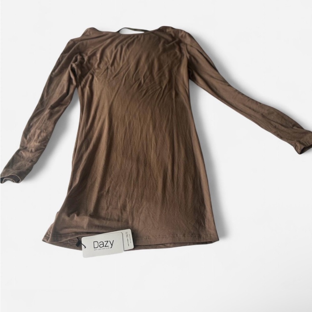 Dazy Brown Long Sleeve Dress